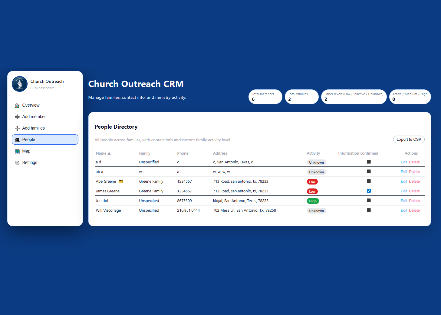 Custom Church CRM