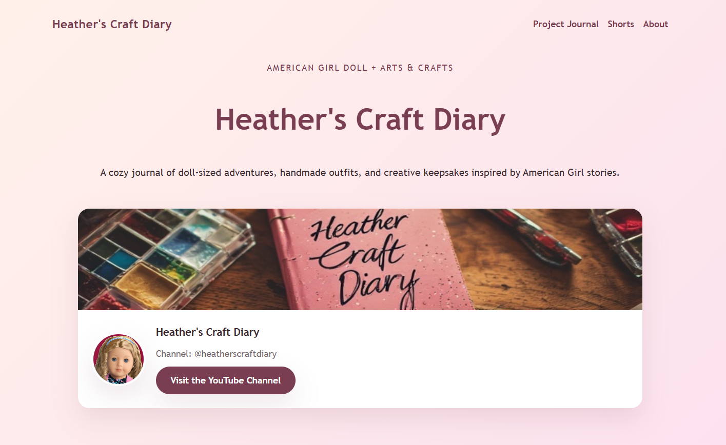 Heather's Crafts YouTube Channel Landing Page