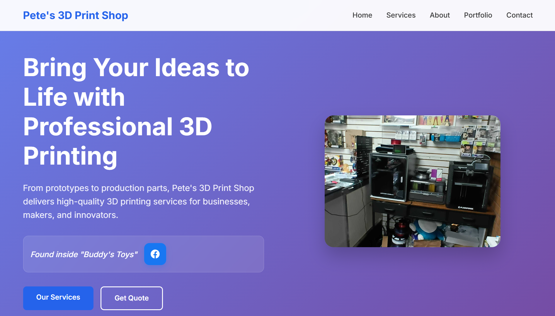 Pete's 3D Print Shop Website