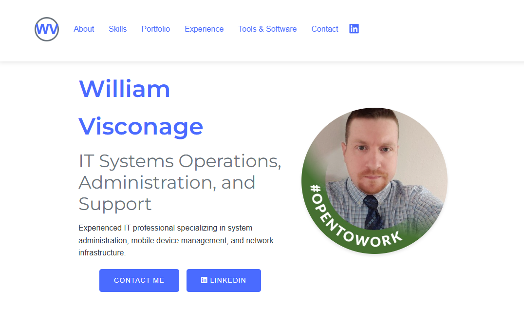 William Visconage profile page preview