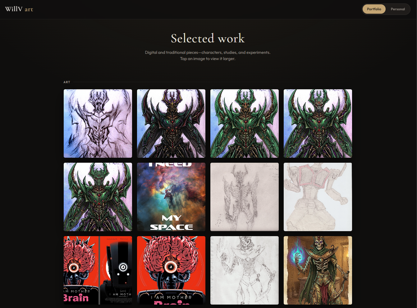 Will V Art personal art gallery website